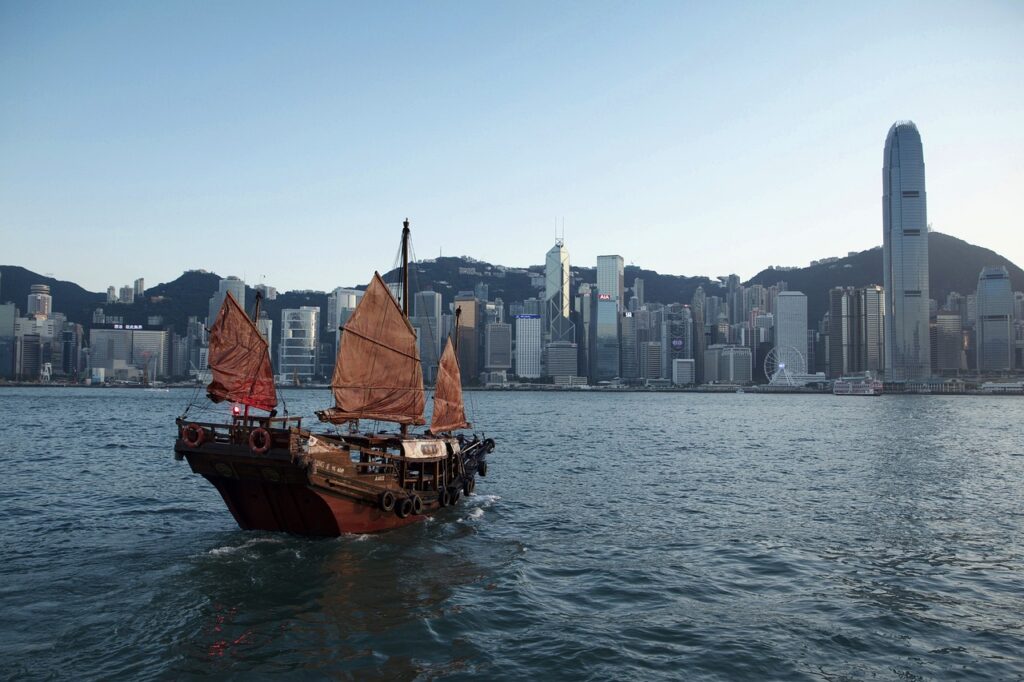 port, hong kong, skyline